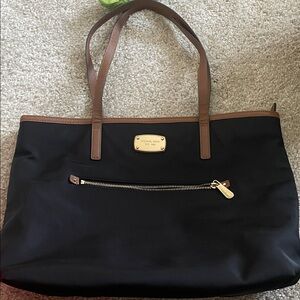Michael Kors Black Tote with Brown Accents